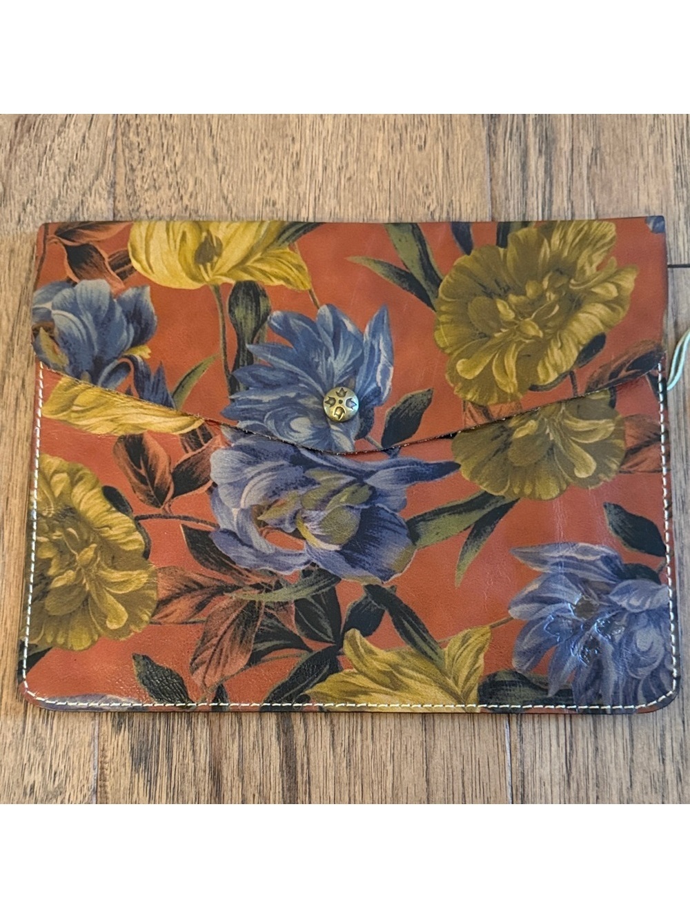 Patricia Nash Floral Leather iPad Case in Vibrant Orange, Blue, and Yellow - New